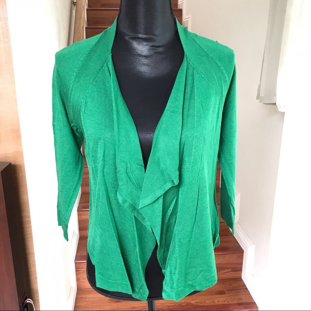 GREEN WORTHINGTON DRAPED FRONT CARDIGAN